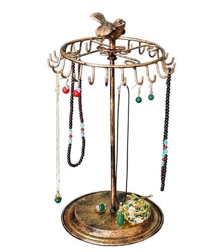 Bird Rotating Necklace Holder Bracelet Stand/Jewelry Organizer/Jewelry Tree,Bronze - color: Bronze