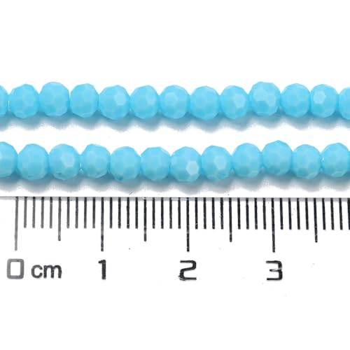Perlin Czech Bohemian Crystal Glass Beads Faceted Round 4mm 90 Pieces Loose Spacer 1 Strand Beads for DIY Jewelry Earrings Necklace Bracelet Making (Blue Opaque) - color: Blue opaque