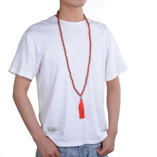 Adabele Premium 108 Mala Beads Malas Necklace - Natural Healing Gemstone Tibetan Buddhist Japa Prayer Meditation Reiki Chakra Stone Quartz Rock Women Men Jewelry - style: Carnelian
