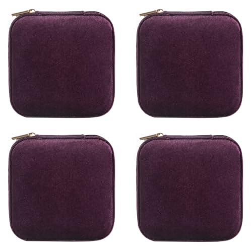 ZPROW Plush Velvet Travel Jewelry Case, Travel Jewelry Organizer, Jewelry Travel Case, Travel Jewelry Box, Small Jewelry Case, Jewelry Travel Box, Earring Organizer with Mirror - Purple 4packs - color: Velvet 4 Pack - Purple