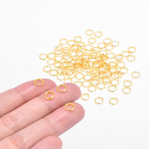 100pcs 6mm Tiny Split Ring for Jewelry Making, Double Loops Round Split Jump Rings Necklaces Bracelets Earrings Metal Mini Key Rings DIY Craft - color: 6mm Outter Dia.;5mm Inside Dia. Gold