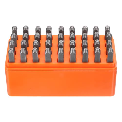 HARFINGTON 36pcs Metal Stamping Kit 1/16" (1.5mm) Steel Uppercase Letter and Number Punch Set (A-Z / 0-8 / "&" Symbol) Punch Press Tool with Case for Imprinting Metal Plastic Wood Leather - size: 1/16"