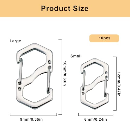 Double Opening Lobster Clasp,Sliver Bracelet Clasp Charm Clasp,Chain Shortener,Necklace Connectors for Multiple Necklaces - 10 Pack - size: Sliver