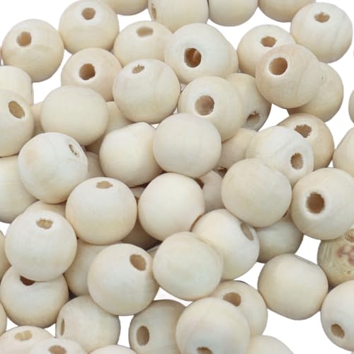 300Pcs Natural Wood Beads, 10mm Small Round Wooden Balls, Unfinished Wooden Beads for Crafts, DIY Jewelry, Dream Catchers - size: 10mm