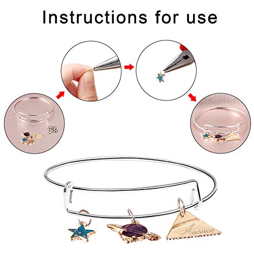 UPINS 60Pcs Expandable Blank Bangle Bracelets Adjustable Wire Bracelets for DIY Jewelry Making, Silver - color: Silver