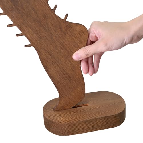 MOOCA 2 Pcs Set Two-Way Tabletop or Wall-Mountable Jewelry Display Natural Wood Foot-Shaped Bracelet Display, Anklets Display Storage, Wood Sturdy Base, Brown Color - color: Brown