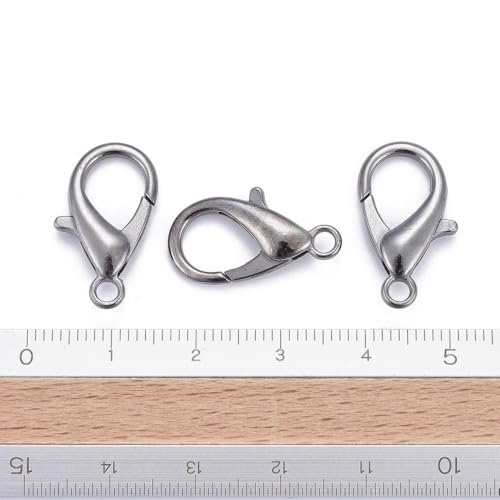 HDSupplies 50 Pieces - Lobster Clasps - Gunmetal Black - 21x12mm w/ 2mm Hole - color: Gunmetal Black, size: 21x12mm