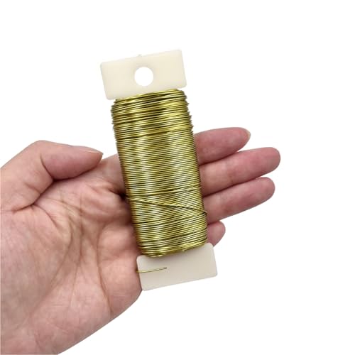 22 Gauge Golden Metal Floral Wire,38 Yards/35 Meters,for Christmas Wreaths,Tree Decoration,Flower Arrangement,Craft Wire,Flower Wire,Garden Wires,Flowers Bouquet Accessories,Jewelry Wires DIY - size: 22Gauge-Golden-1P/38Yards