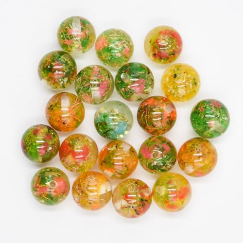 20Pcs 16mm Flowers Plants Focal Round Beads for Pens Garden Fancy Space Beads for DIY Craft Beadable Pens Keychain Bracelet Necklace Earrings Jewelry Making - color: Flowers Plants