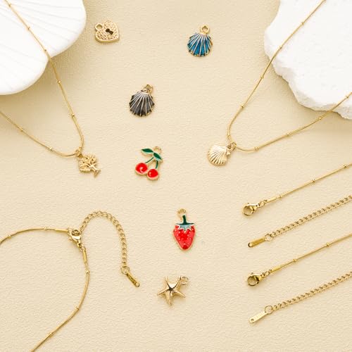 SMYHTGLIF 12 Pcs Stainless Steel Round Snake Necklace Chain Bulk Gold Necklace Chain for Women DIY Jewelry Making - color: Gold Snake Bead, size: 18 inches
