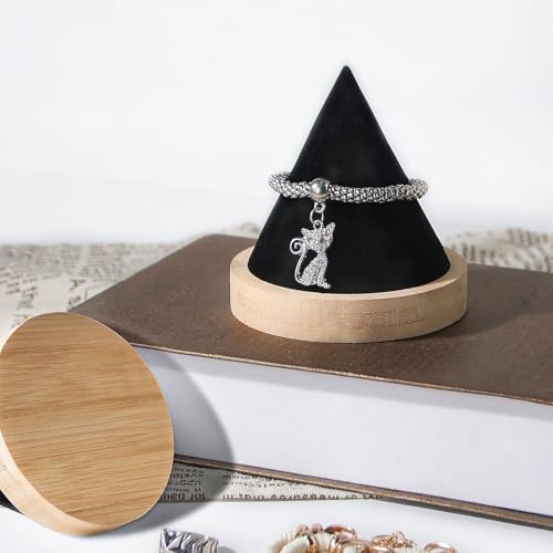Single Bracelet Holder,Jewelry Displays for Selling Photograph,Bamboo Base Bangle Stand (Black) - color: Black