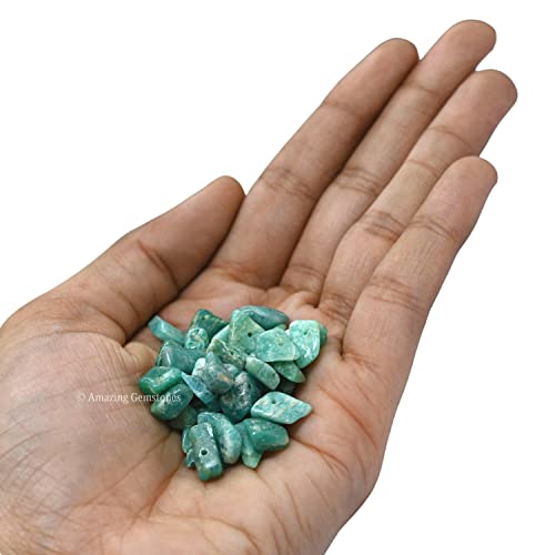 Amazonite Pre Drilled Natural Crystals Crushed Chips Beads for Jewelry Making, DIY Handmade Healing Crystals (25 Inch Strand) - color: Amazonite