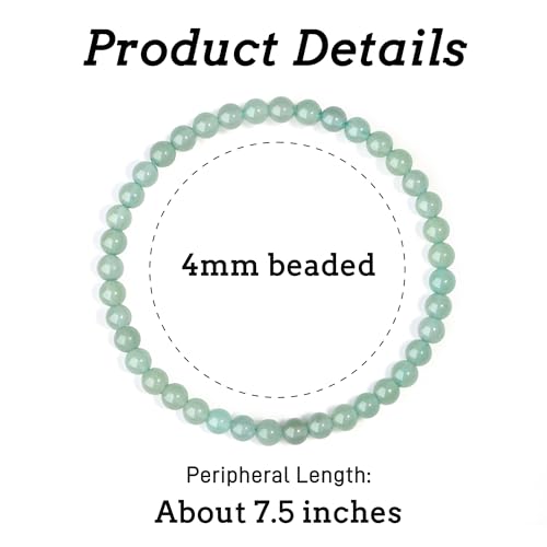 MAIBAOTA Healing Crystal Bracelet for Women Men, 8/4 mm Natural Stone Beaded Bracelets, Jewelry Birthday Gifts, Round Gemstones Stretch Bracelets - color: Green-Aventurine, size: 4 mm