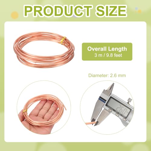 PATIKIL 99.9% Pure Copper Wire for Jewelry Making, 10 Gauge (2.6mm) Copper Craft Wire 9.8 Feet Beading Jewelry Making Supplies for Crafting Wreath Electroculture Gardening - size: 10 Gauge x 9.8 Feet