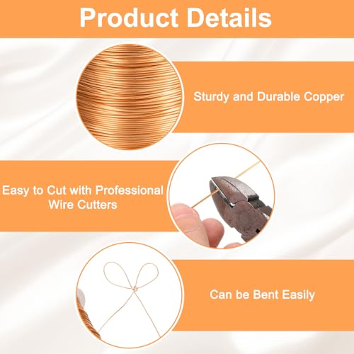 HARFINGTON Wire 203ft Length 24 Gauge Copper Craft Jewelry Wrapping Wire Tarnish Resistant Beading for Jewelry Making Supplies Crafting, Rose Gold - color: Rose Gold