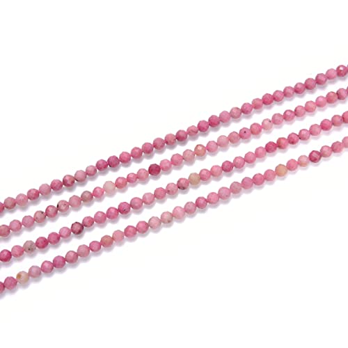 Adabele 15 Inch Natural Pink Rhodochrosite Healing Gemstone 3mm (0.12 Inch) Tiny Small Faceted Round Loose Beads Stone Spacer (120-130pcs) for Craft Jewelry Making GK3-13 - color: Rhodochrosite, size: 3mm (0.12") - 15 inch/1 strand