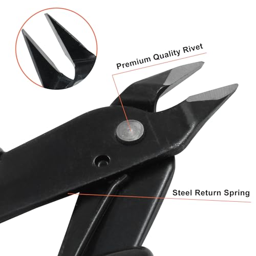 Murtenze 3 Pack 170ii Wire Flush Snips Micro Wire Cutters, Blue Nippers Diagonal Cutters 3D Printer Filament Pliers Tool for Cutting Electronics,Wires(5 Inch, Black) - color: Black
