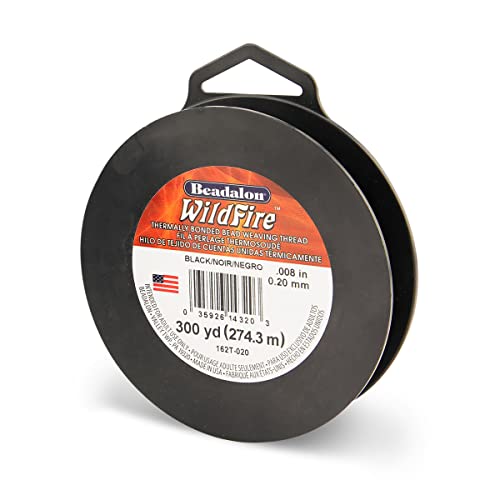 Beadalon Wildfire Ultra - Beading Thread, Beading Supplies for Crafters, Jewelry Makers, Beaders. Braided Fishing Line - size: 0.008 in / 300 Yd, style: Black
