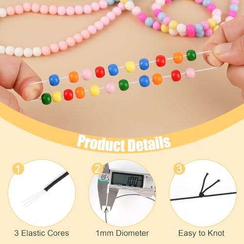 NIUBIER 4 Rolls Elastic String for Bracelets, 1 MM 660 Feet Stretchy Bracelet String, Sturdy Elastic Cord for Craft Necklace Jewelry Making (2 Black + 2 White)
