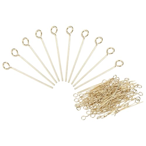 PATIKIL 200Pcs 304 Stainless Steel Jewelry Eye Pins 22mm 22 Gauge Gold Open Eye Pins for Jewelry Making DIY Craft Necklaces Bracelets Earrings - color: Gold, size: 22mm