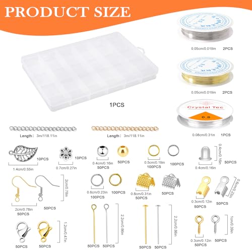 fuvooi Jewelry Repair Kit, Jewelry Making Supplies Kit Jewelry Pliers Set with Wires, Chain, Tweezers, Lobster Clasps, Jewelry Jump Rings
