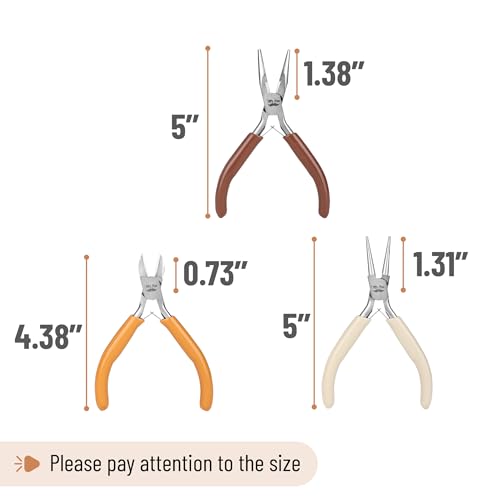 Mr. Pen- Pliers for Jewelry Making, 3 Pack, Chain Nose, Round Nose Pliers Set and Wire Cutter for Beading, Wire Wrapping, Jump Rings, Jewelry Repair, Crafting, DIY - color: Autumn