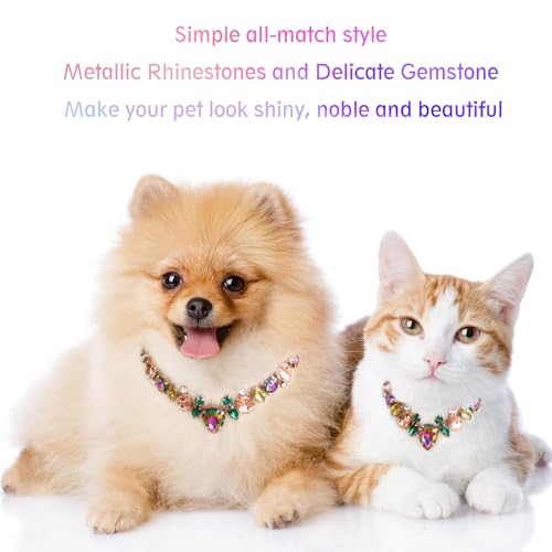 HOWWFALY Dog Collar and Cat Collar Gold Chain Necklace Stainless Steel Adjustable Yellow Diamonds Collar with Cute Pet Paw for Small Medium Pets Cats Dogs Kitten Puppy - color: Muti, size: Large