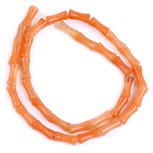 GEM-Inside 30Pcs 5x12mm Natural Orange Aventurine Jade Plant Bamboo Knot Bone Charms Beads for Jewelry Making Power Energy Chakra Stone Beads - color: Orange Aventurine
