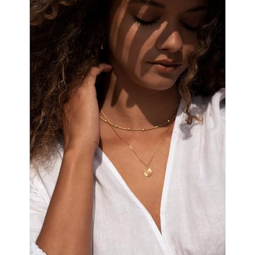 Aisansty Dainty Layered Choker Necklaces Handmade Coin Tube Star Pearl Pendant Multilayer Adjustable Layering Chain Gold Plated Necklaces Set for Women - color: Gold, style: Gold-Twist Disc