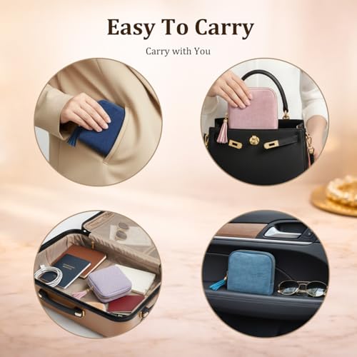 Small Travel Jewelry Pouch for Women, Compact Travel Jewelry Pouch with Layered Storage, Zippered Jewelry Travel Bag for Rings, Earrings, Bracelets, Necklaces (Rose Blush) - color: Rose Blush