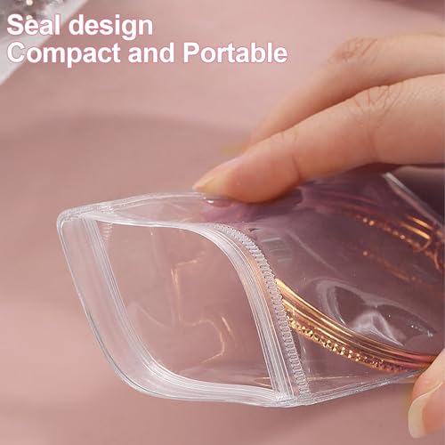 2 Packs Acrylic Jewelry Box with 100pcs PVC Portable Anti Oxidizing Zipper Bags Flip Lid Jewelry Organizer for Earrings Rings Necklaces Travel Jewelry Case
