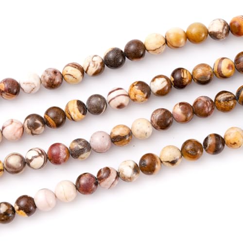 6mm 60pcs DIY Natural Australia Zebra Stone Beads Round Healing Crystal Gemstone Loose Beads for Jewelry Making Handmade Bracelet Necklace - color: Australia Zebra, size: 6mm