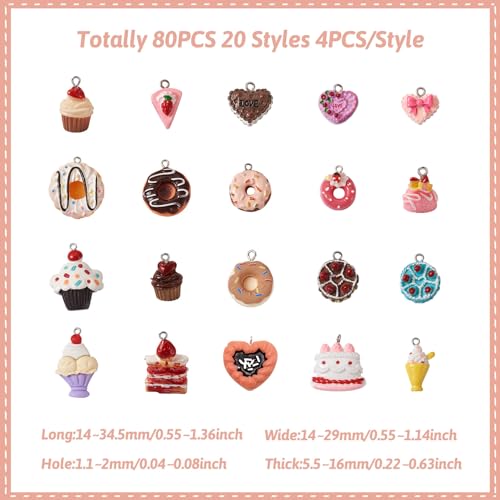 Craftdady Resin Plastic Miniature Food Snack Pendants Charms Ice Drink Juice Pendants Cute Bottle Fruit Keychain Charms Hang Ornament for DIY Craft Earring Bracelet Necklace Jewelry Making - color: Mixed Color Desserts