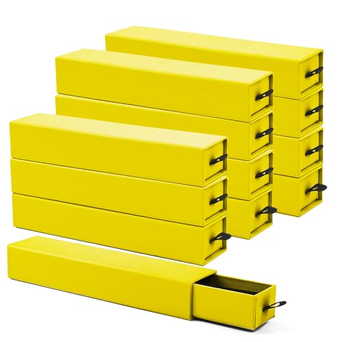Lainrrew Jewelry Gift Box, Luxury 12-Pack Jewelry Gift Box Velvet-Lined, Compact Drawer Style for Earrings & Rings, Stylish Necklace Bracelet Organizer, 8.3x1.8x1.4 Inches (Yellow) - color: Yellow
