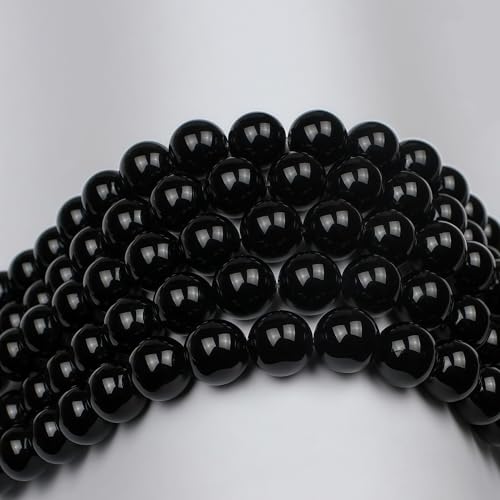 MJDCB Natural Stone Bead Black Onyx Gemstone Loose Beads for Jewelry Making Bracelet Necklace 4mm - color: Black Agate, size: 4mm