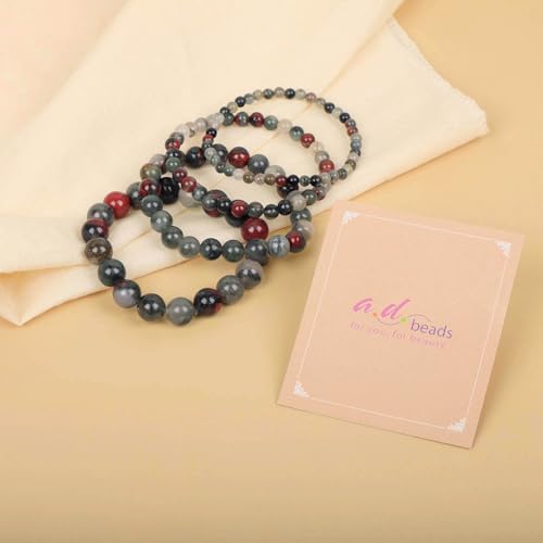AD Beads Handmade Gemstone Stretch Elastic Bracelet Crystal Healing Reiki Nature's Beauty and Spiritual Essence Unisex - color: African Bloodstone (Strengthen the Body), size: 8mm