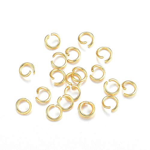 HDSupplies 100 Pieces - 304 Gold Tone Stainless Steel Jump Rings - 4mm - 22 Gauge (0.6mm Thickness) - color: Gold Tone Stainless Steel, size: 4mm / 0.6mm Thick / 22 Gauge