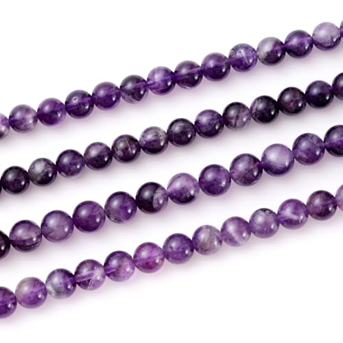 6mm 60pcs DIY Natural Amethyst Stone Beads Round Healing Crystal Gemstone Loose Beads for Jewelry Making Handmade Bracelet Necklace - color: Amethyst, size: 6mm