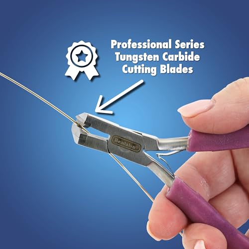 Beadalon Professional Series Tungsten Carbide Jaw Hard Wire Bypass Flush Cutter, Purple Vinyl-Free Grips, Stainless Steel, cuts up to 18 gauge Wire, 5 in - style: Bypass Flush Cutter, Purple