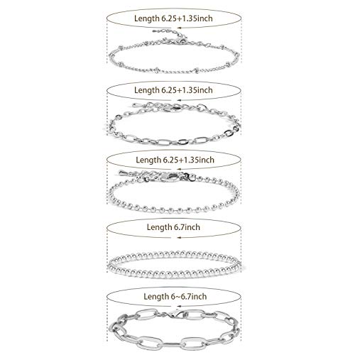 Waterproof Gold Chain Bracelet For Women Non Tarnish,14K Gold Plated Link Dainty Bracelets Stake Layered Bracelet Set Hypoallergen Gold Jewelry - color: Style-3
