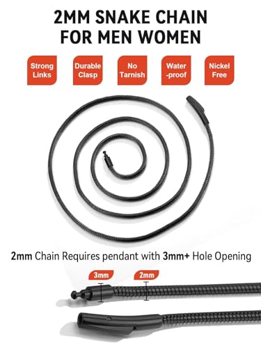 FaithHeart Stainless Steel Chains for Men, Silver/Black/14K Gold Plated Snake/Wheat/Box/Rope/Rolo Chain Necklace 16-30 Inches with Delicate Gift Box - color: 01. Snake Chain-Black, size: Length 20 Inches