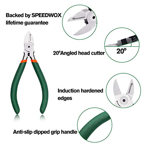 SPEEDWOX Mini Flush Cutters 4.5 Inch Wire Flush Cutters Side Cutters with Spring Functional Precision Tools for Cutting Electronics Wires Jewelry DIY and Handmade - size: 4.5"