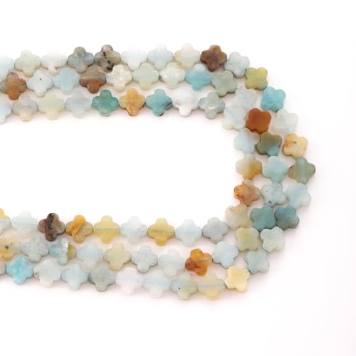 8mm Natural Amazonite Gemstone Faceted Clovers Beads Four-Leaf Spacer Loose Beads for DIY Jewelry Making Beads - color: Amazonite