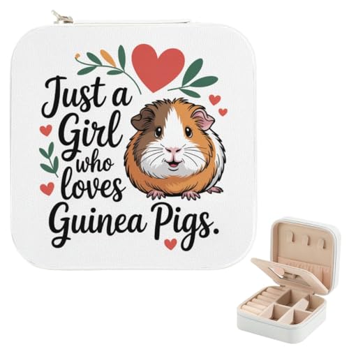 Guinea Pigs Lover Gifts for Women Just A Girl Who Loves Guinea Pigs Travel Jewelry Case Small Jewelry Box Travel Essentials Easter Christmas Gift Birthday Gifts for Women Girls Sister Bride - color: Just A Girl Who Loves Guinea Pigs