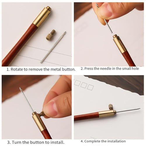 Tambour Hook with 3 Needles Wood Handle Embroidery Crochet Hook Kit for Beading Sequins DIY Sewing Accessories Needlework Tool Set Chain Stitch Embroidery Fabric Crafts Brown - color: Brown