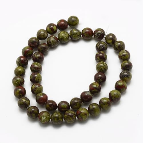 45Pcs Natural Dragon Blood Beads 8mm Round Natural Gemstone Beads Smooth Loose Spacer Bead for DIY Craft Bracelet Necklace Earrings Jewelry Making Supplies - color: Natural Dragon Blood