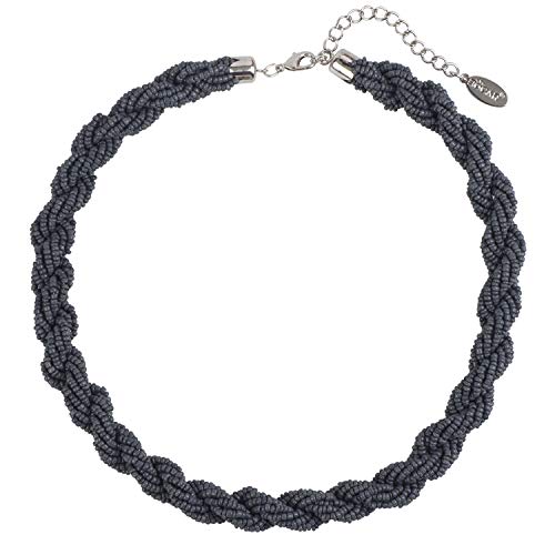 Bocar Fashion Seed Beads Statement Collar Necklace for Women (NK-10408) - color: Deep grey
