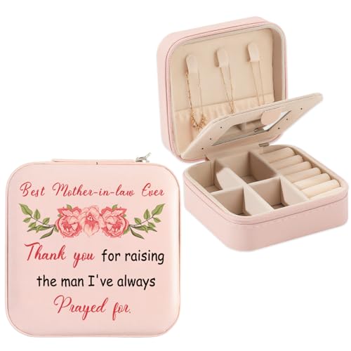 Mother in Law Gifts from Daughter-in-Law Christmas Valentines Mothers Day Birthday Gifts for Mothers in Law Future Mother-in-Law Wedding Gift Pink Portable Travel Jewelry Box Jewelry Case - color: mother in law