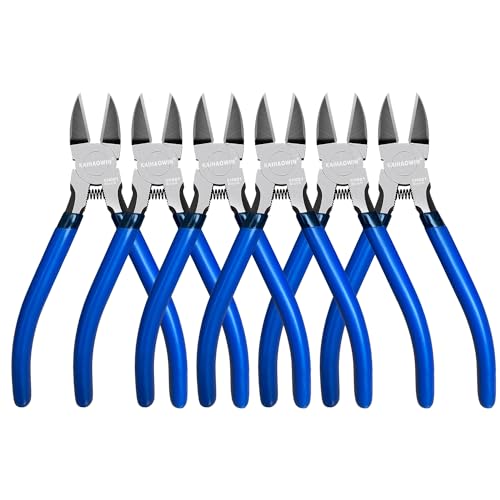 Wire Cutters 6 Pack, KAIHAOWIN 6 inch Dikes Small Wire Cutters Flush Cutters Wire Snips Clippers Diagonal Cutters Side Cutters Cutting Pliers for Crafting - size: 6pack
