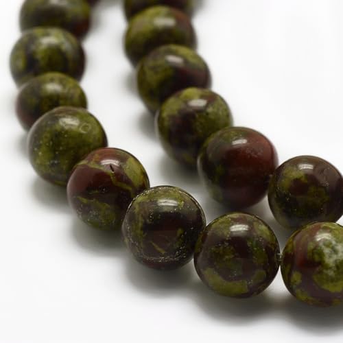 45Pcs Natural Dragon Blood Beads 8mm Round Natural Gemstone Beads Smooth Loose Spacer Bead for DIY Craft Bracelet Necklace Earrings Jewelry Making Supplies - color: Natural Dragon Blood